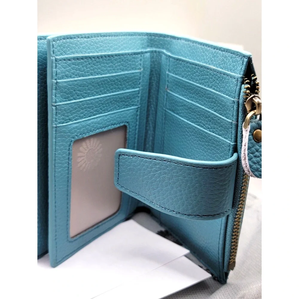 Best Wishes For You Women's Wallet Teal Cash Change Credit Cards Photos NEW